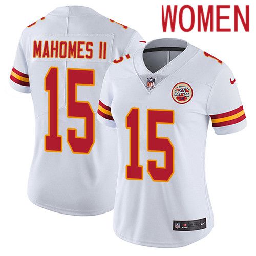 Women Kansas City Chiefs 15 Patrick Mahomes II Nike White Vapor Limited NFL Jersey